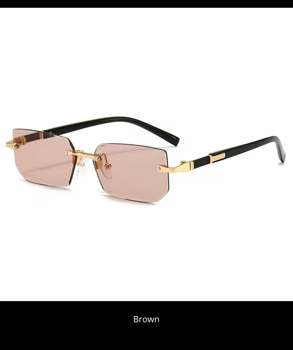 J&V products Aero Slim Rimless Rectangle Sunglasses