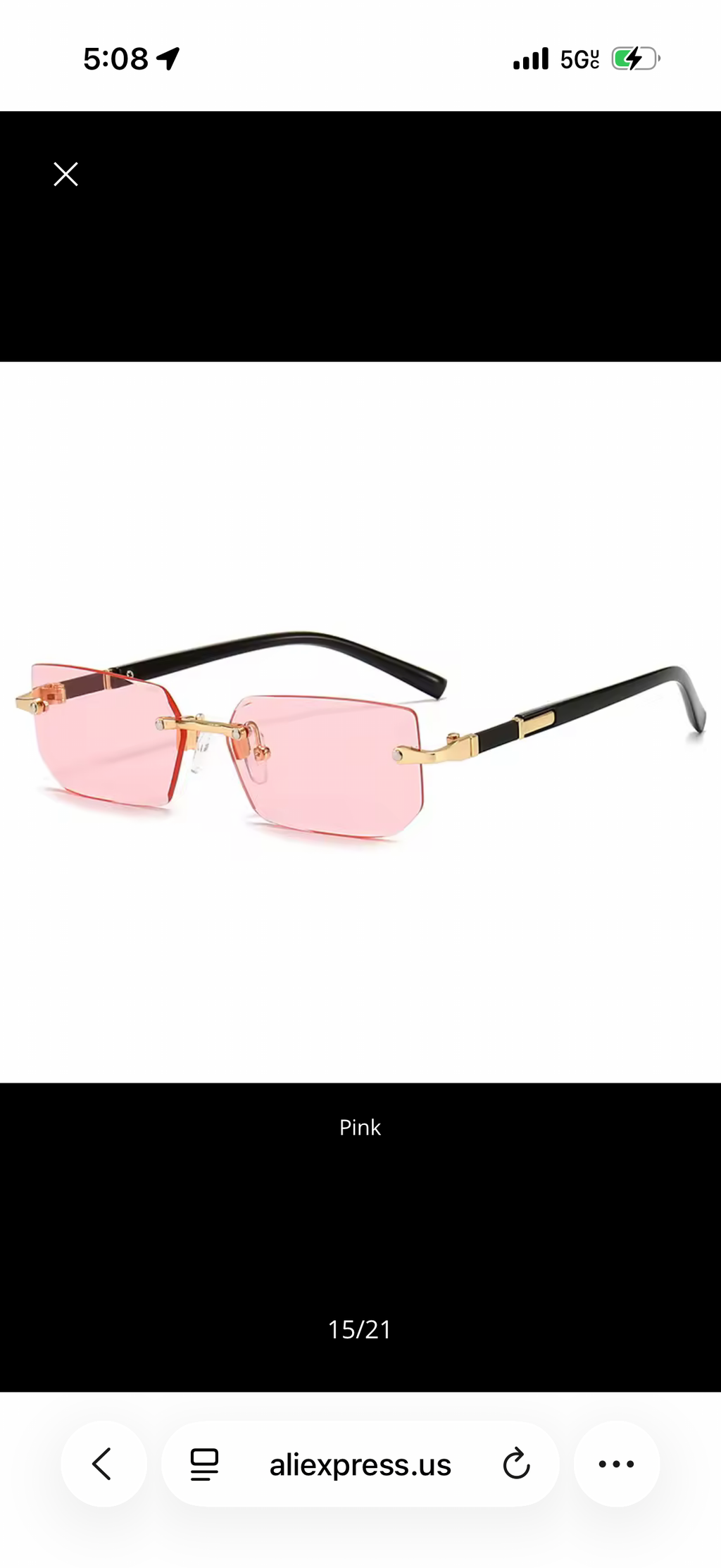 J&V products Aero Slim Rimless Rectangle Sunglasses