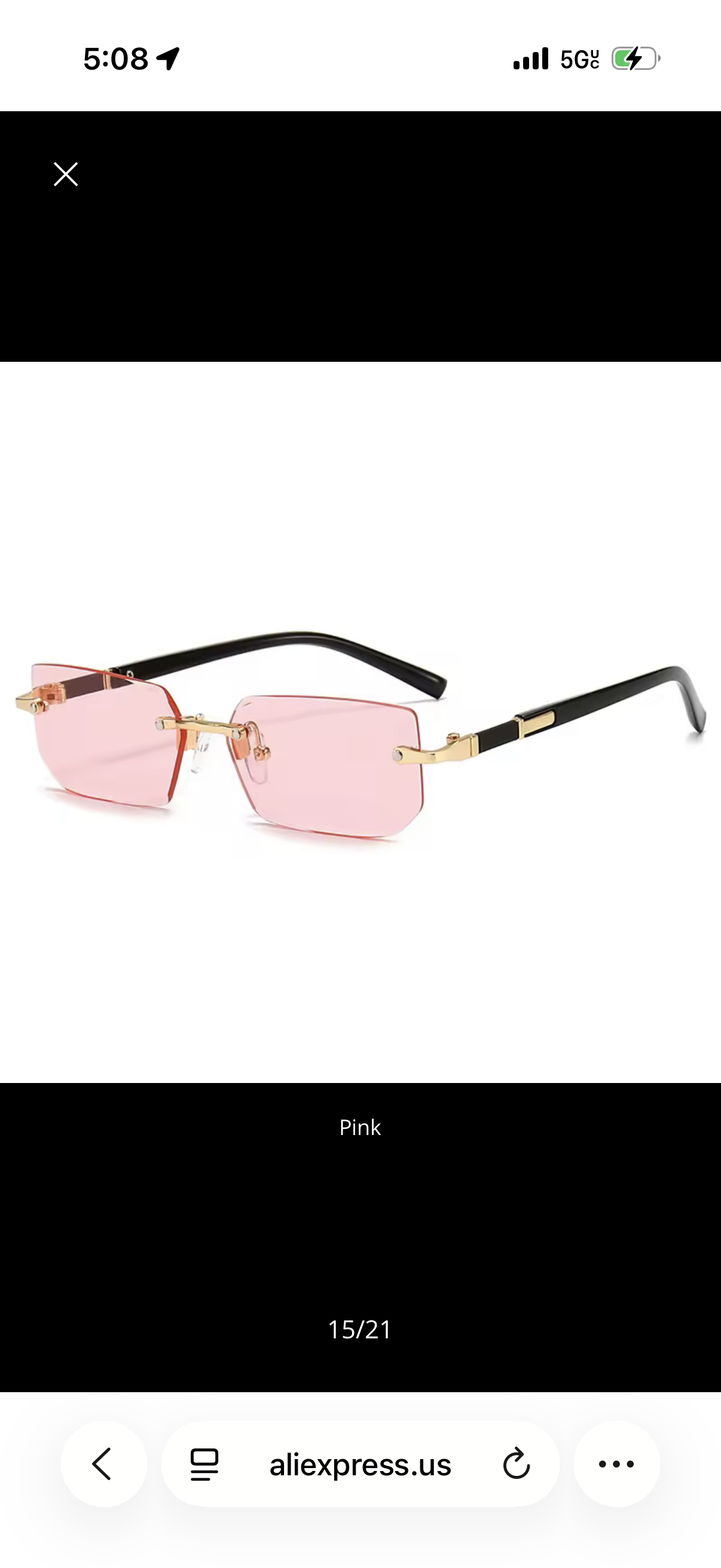 J&V products Aero Slim Rimless Rectangle Sunglasses