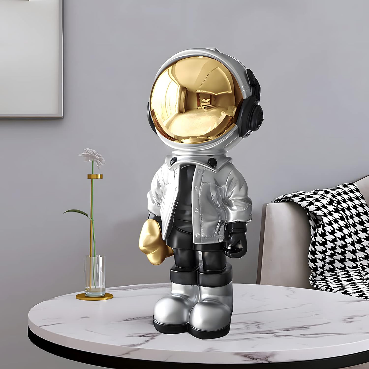 Galactic Silver Astronaut Desktop Statue