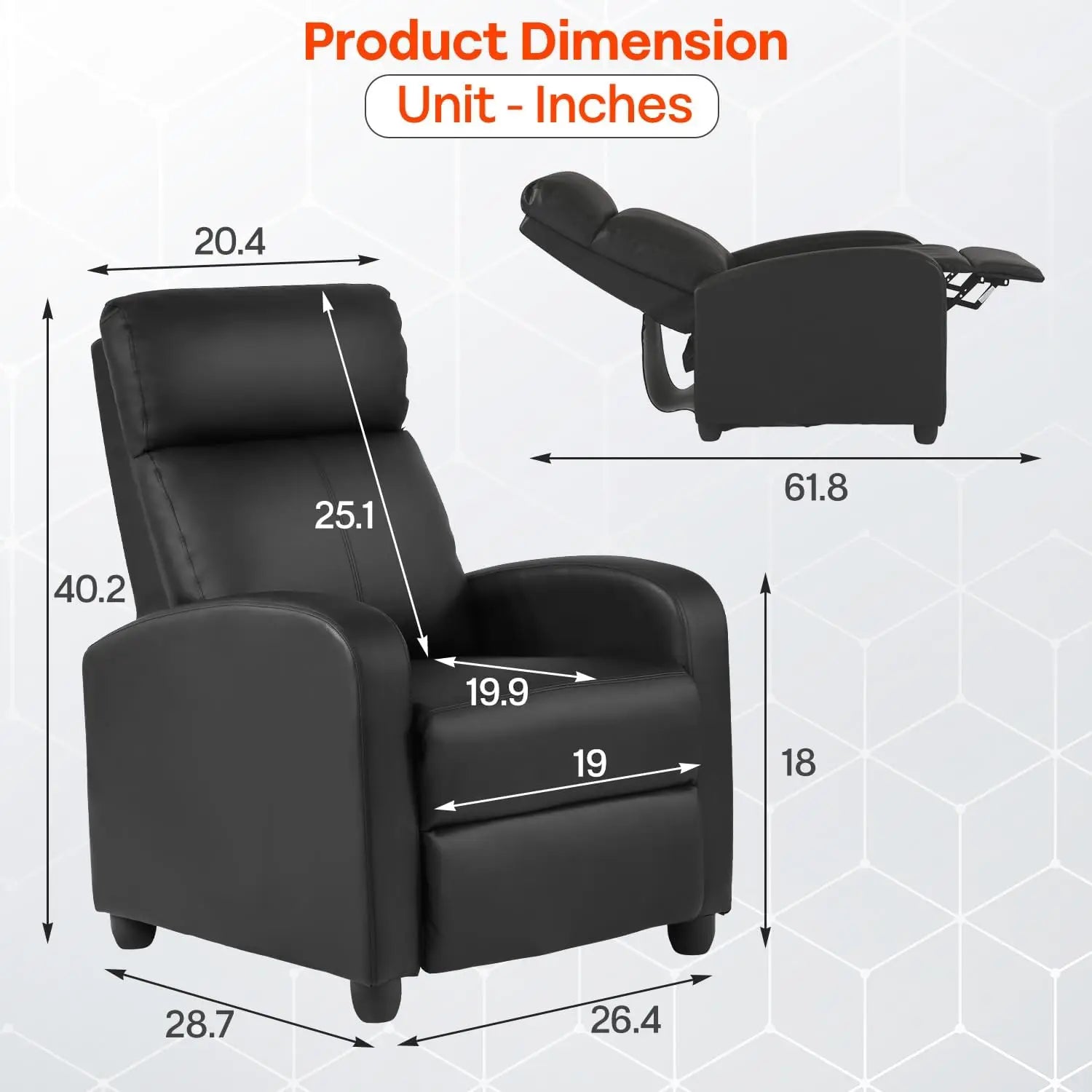 J&V furnitureRelaxPro Leather Massage Recliner Sofa