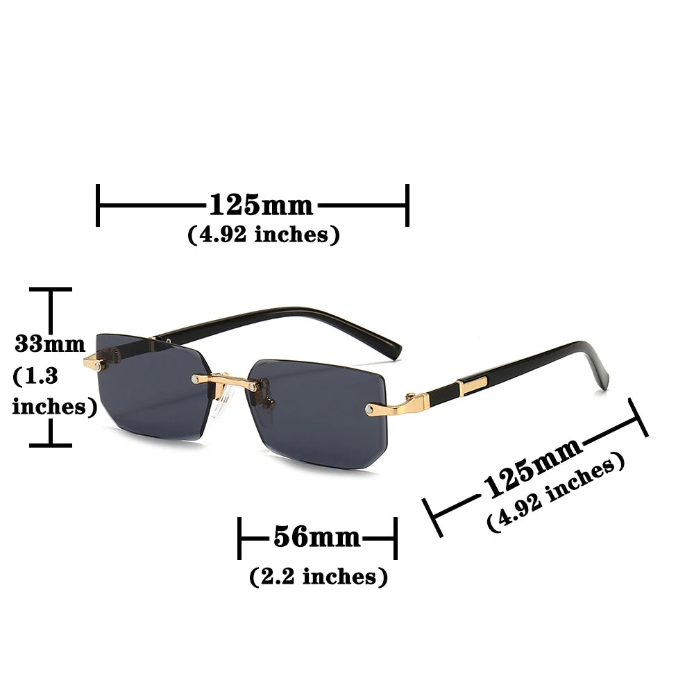 J&V products Aero Slim Rimless Rectangle Sunglasses